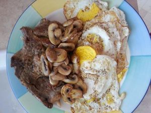 Pan Fried Pork chop and eggs. DELICIOUS! 